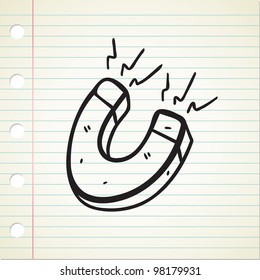 U shape magnet in doodle style