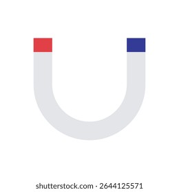 U shape magnet icon. Classic red blue horseshoe magnet, science and physics icon.