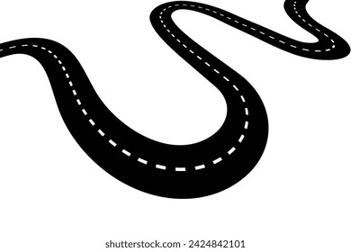 U shape or S shape curved road on a white background