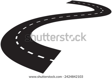 U shape or S shape curved road on a white background