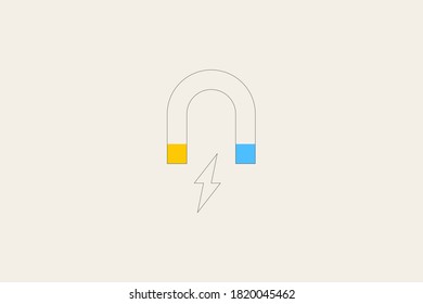 U shaped experimental magnet vector design illustration
