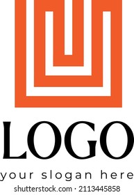 u shaped logo design with slogan