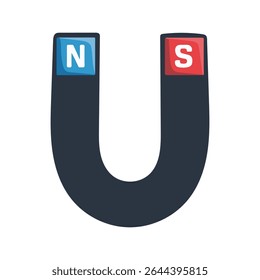 Ícone de ímã em forma de U - ilustração de clipart de polos magnéticos norte-sul