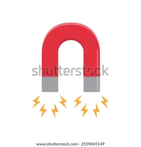 U shaped magnet vector illustration on white background. Science class supplies.