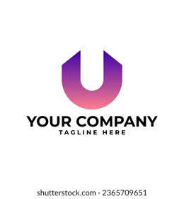 U sign logo with simple modern gradient style color