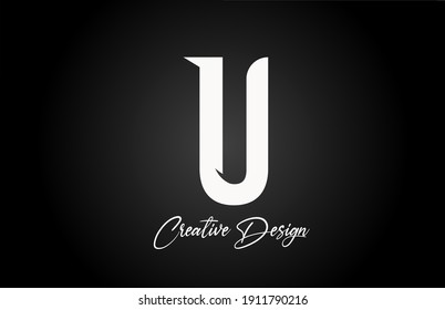 U simple alphabet letter logo icon design. Creative and elegant lettering and corporate identity. Template with creative text in black and white