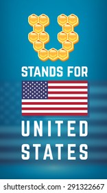 U stands for United States of America Flyer for Independence Day. Happy 4th of July vector greeting card.