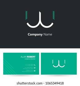 U & U stroke letter logo design with business card template