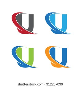 u swoosh letter color set