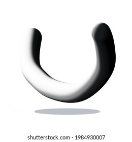 the U symbol with white and black gradients and a shadow under it for the purposes of writing, creating a logo, design or anything related to the letter U