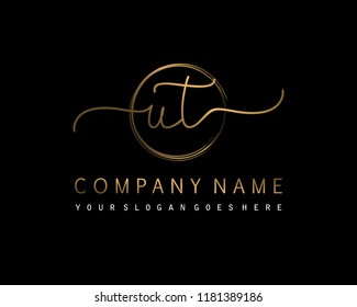 U T Initial handwriting logo vector