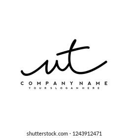 U T Initial handwriting logo vector