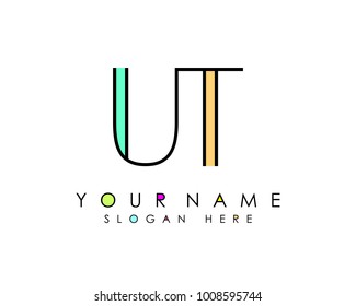 U & T initial minimalist logo template vector