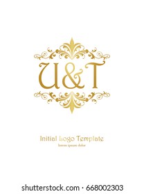 U & T initial wedding logo template vector