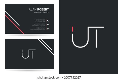 U & T joint logo stroke letter design with business card template