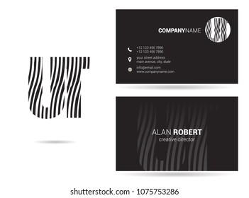 U & T joint logo stroke letter design with business card template