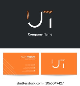 U & T stroke letter logo design with business card template