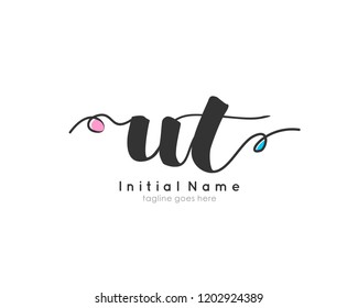 U T UT Initial handwriting logo vector template
