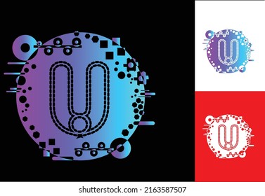 U technology logo, icon, t shirt, sticker design template