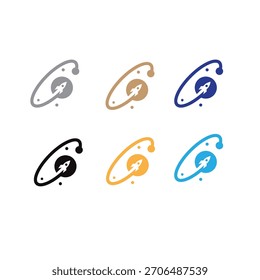 Diseño de icono de ilusión de cohete de tecnología U