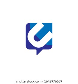 U tilt speech bubble logo