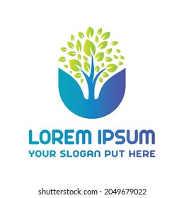 U tree letter logo design template vector