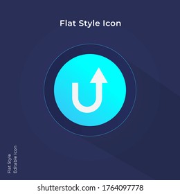 U turn arrow flat icon for traffic use.