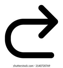 u turn arrow icon with black color