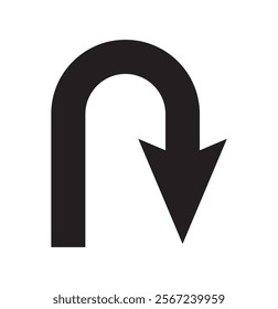 u turn arrow icon with black color. U-Turn icon vector. Back Symbol for Design, Presentation, Website or Apps Elements - Vector. 