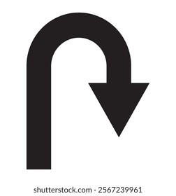 u turn arrow icon with black color. U-Turn icon vector. Back Symbol for Design, Presentation, Website or Apps Elements - Vector. 