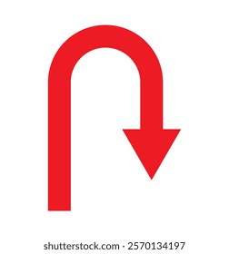 u turn arrow icon with blue color. U-Turn icon vector. Back Symbol for Design, Presentation, Website or Apps Elements - Vector.