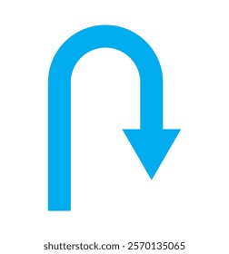 u turn arrow icon with blue color. U-Turn icon vector. Back Symbol for Design, Presentation, Website or Apps Elements - Vector. U-Turn Right Traffic Road Sign,Vector Illustration. 