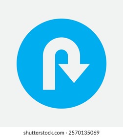 u turn arrow icon with blue color. U-Turn icon vector. Back Symbol for Design, Presentation, Website or Apps Elements - Vector. U-Turn Right Traffic Road Sign,Vector Illustration. 