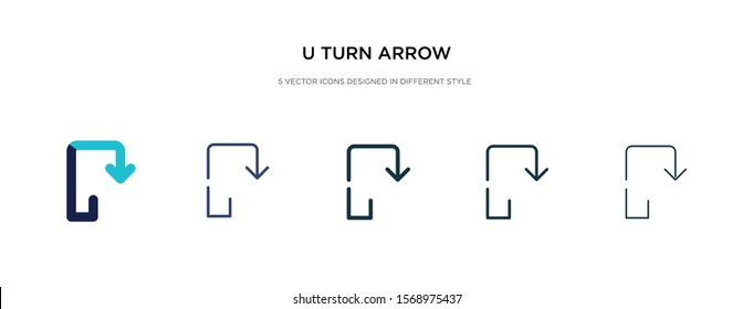 u turn arrow icon in different style vector illustration. two colored and black u turn arrow vector icons designed in filled, outline, line and stroke style can be used for web, mobile, ui