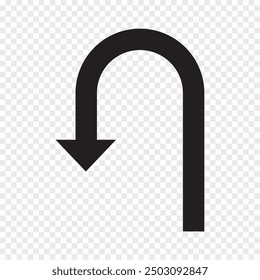 Ilustración vectorial del icono de flecha de giro en U. U gire el icono del símbolo de flecha sobre fondo transparente.