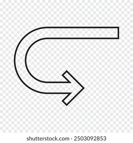 U Turn arrow icon vector illustration. U turn arrow symbol icon on transparent background.
