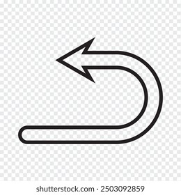 U Turn arrow icon vector illustration. U turn arrow symbol icon on transparent background.