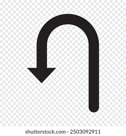 U Turn arrow icon vector illustration. U turn arrow symbol icon on transparent background.