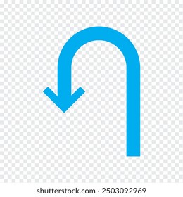 Ilustración vectorial del icono de flecha de giro en U. U gire el icono del símbolo de flecha sobre fondo transparente.