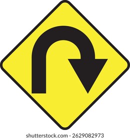 U Turn arrow icon vector illustration. Direction Icon Set in isolated white background. Go Straight This Way One Way Only U Turn Left and Right Black and White Arrow vector 