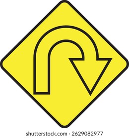 U Turn arrow icon vector illustration. Direction Icon Set in isolated white background. Go Straight This Way One Way Only U Turn Left and Right Black and White Arrow vector 