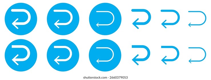 U Turn arrow icon vector illustration. Direction Icon Set in isolated white background. Go Straight This Way One Way Only U Turn Left and Right Black and White Arrow vector