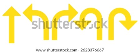 U Turn arrow icon vector illustration. Direction Icon Set in isolated white background. Go Straight This Way One Way Only U Turn Left and Right Black and White Arrow vector