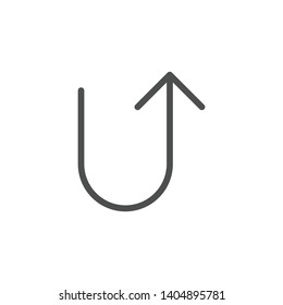 U Turn Up Arrow modern simple clear flat outline vector icon, symbol 