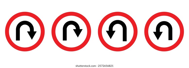 U Turn Arrow Road Sign isolated on white background for traffic concepts.