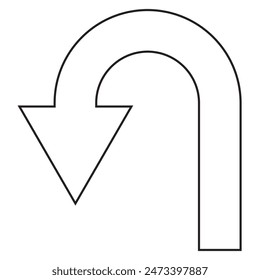 U-Drehpfeil-Zeichen-Vektorgrafik-Symbol im Linienstil-Design für Website, App, UI, isoliert auf weißem Hintergrund. Bearbeitbarer Strich. EPS 10 Vektorillustration.