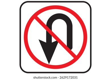 U turn arrow symbol icon set. Direction Icon Set. Go Straight This Way One Way Only U Turn Left and Right Black and White Arrow vector illustration eps 10