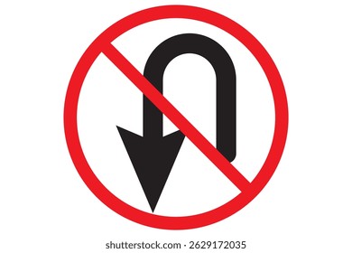 U turn arrow symbol icon set. Direction Icon Set. Go Straight This Way One Way Only U Turn Left and Right Black and White Arrow vector illustration eps 10