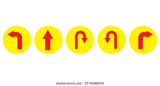 U turn arrow symbol vector icon set  for website design. go straight  this way  one way only u turn design eps 10