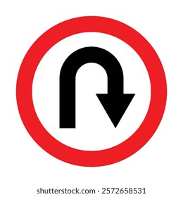 U turn arrow traffic signpost isolated. Vector U turn arrow icon.